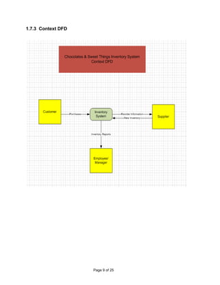 Miscellaneous Below is a chart of our calculated tangible benefits.  The new inventory system would increase the speed of sales because it is all computerized therefore being able to handle more customers on a timely fashion.<br />Tangible Benefits Worksheet Chocolates & Sweet Things InventoryYear 1 through 5Cost reduction or avoidance$2,000Error reduction1,000Increased flexibility 1,000Increased speed of activity8,000Improvement in management2,000Other1,000TOTAL tangible benefits                                                                             $15,000Intangible benefits would include the following:<br />More Timely information from quick inventory reports from the inventory software.