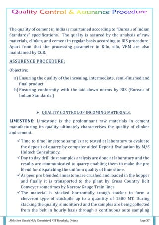 Manufacturing and Quality Control of Cement. | PDF