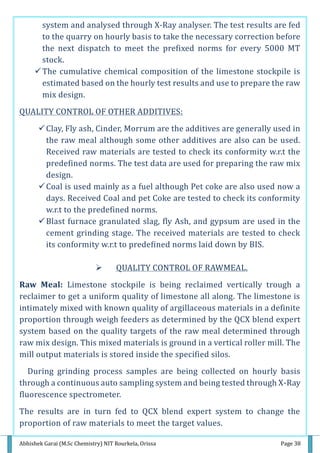 Manufacturing and Quality Control of Cement. | PDF