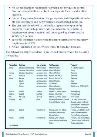 Manufacturing and Quality Control of Cement. | PDF