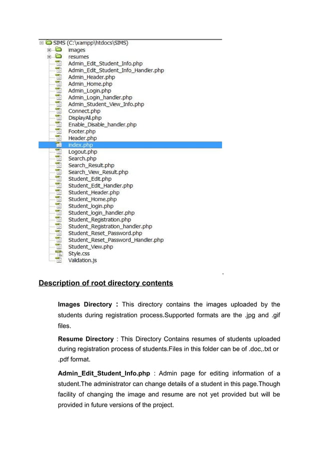 Project report-on-student-information-management-system-php-mysql