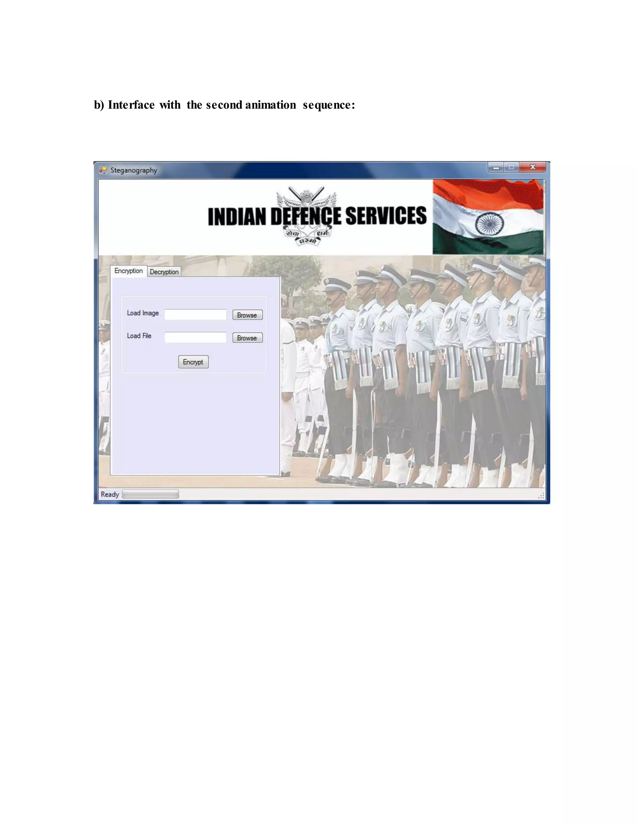 b) Interface with the second animation sequence:
 