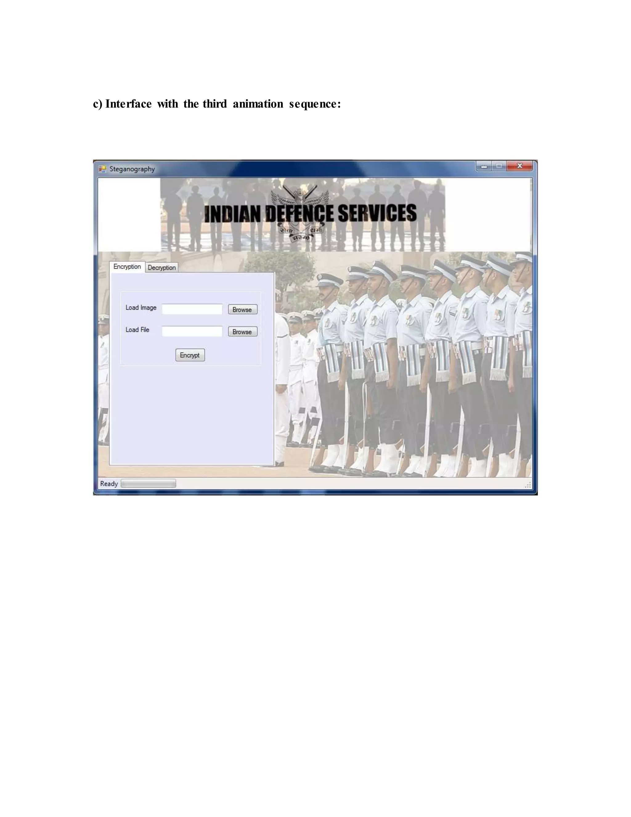 c) Interface with the third animation sequence:
 