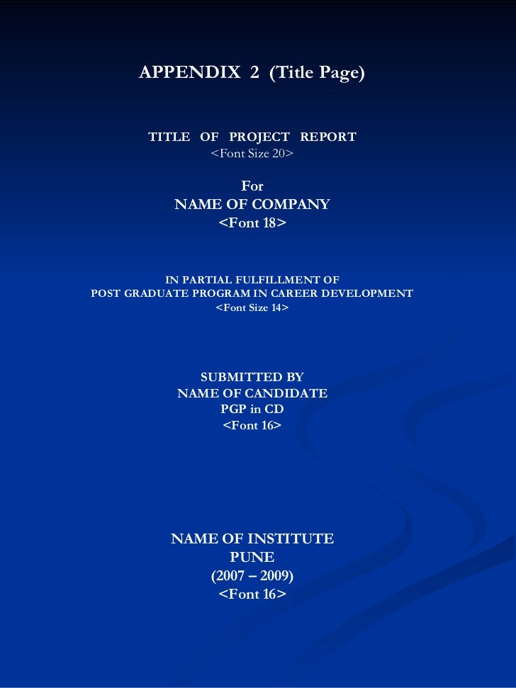 project title page format
