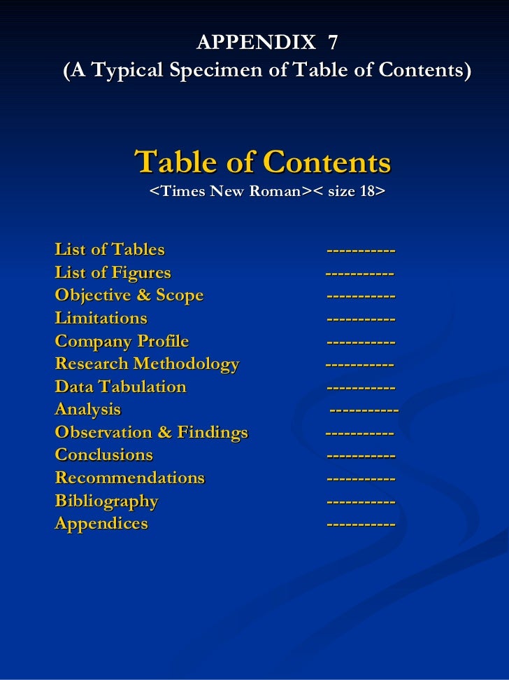 project report format typical report format