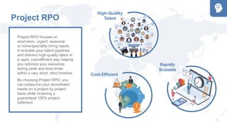 Project RPO
Rapidly
Scalable
Cost-Efficient
High-Quality
Talent
Project RPO focuses on
short-term, urgent, seasonal
or nic...