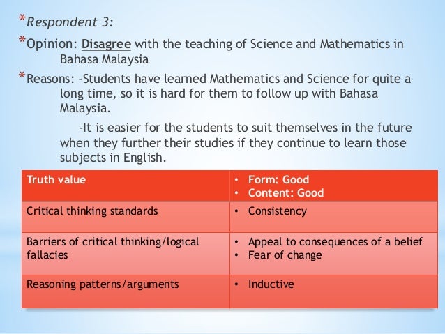 THE TEACHING OF SCIENCE AND MATHEMATICS IN BAHASA MALAYSIA