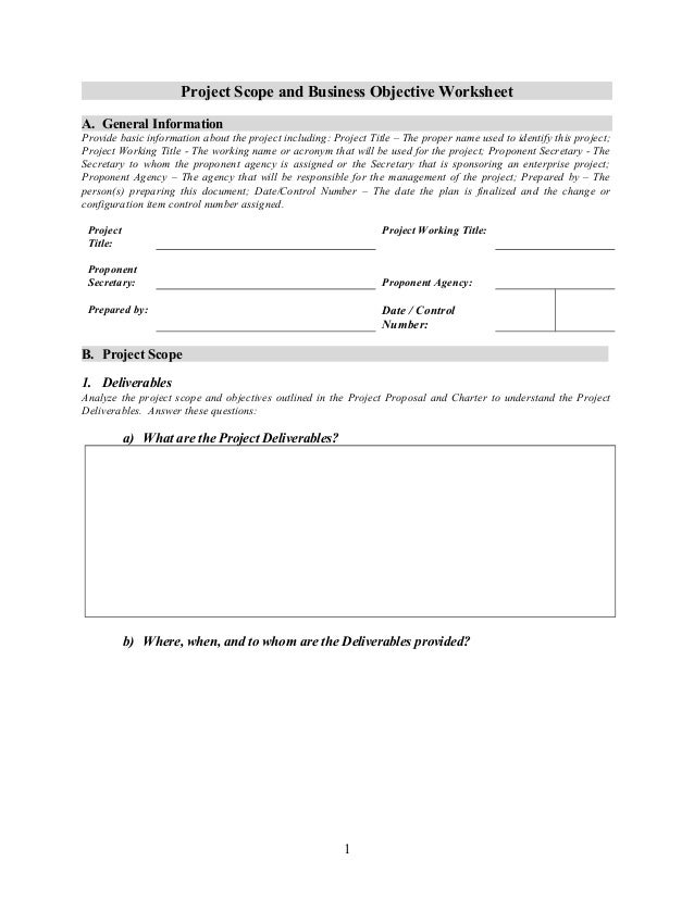 project scope and business objective worksheet 1 2