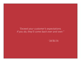 “Exceed your customer’s expectations. 
If you do, they’ll come back over and over.”
–SamWalton
 