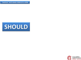 “SHOULD” WITH BASE FORM OF A VERB
SHOULD
 