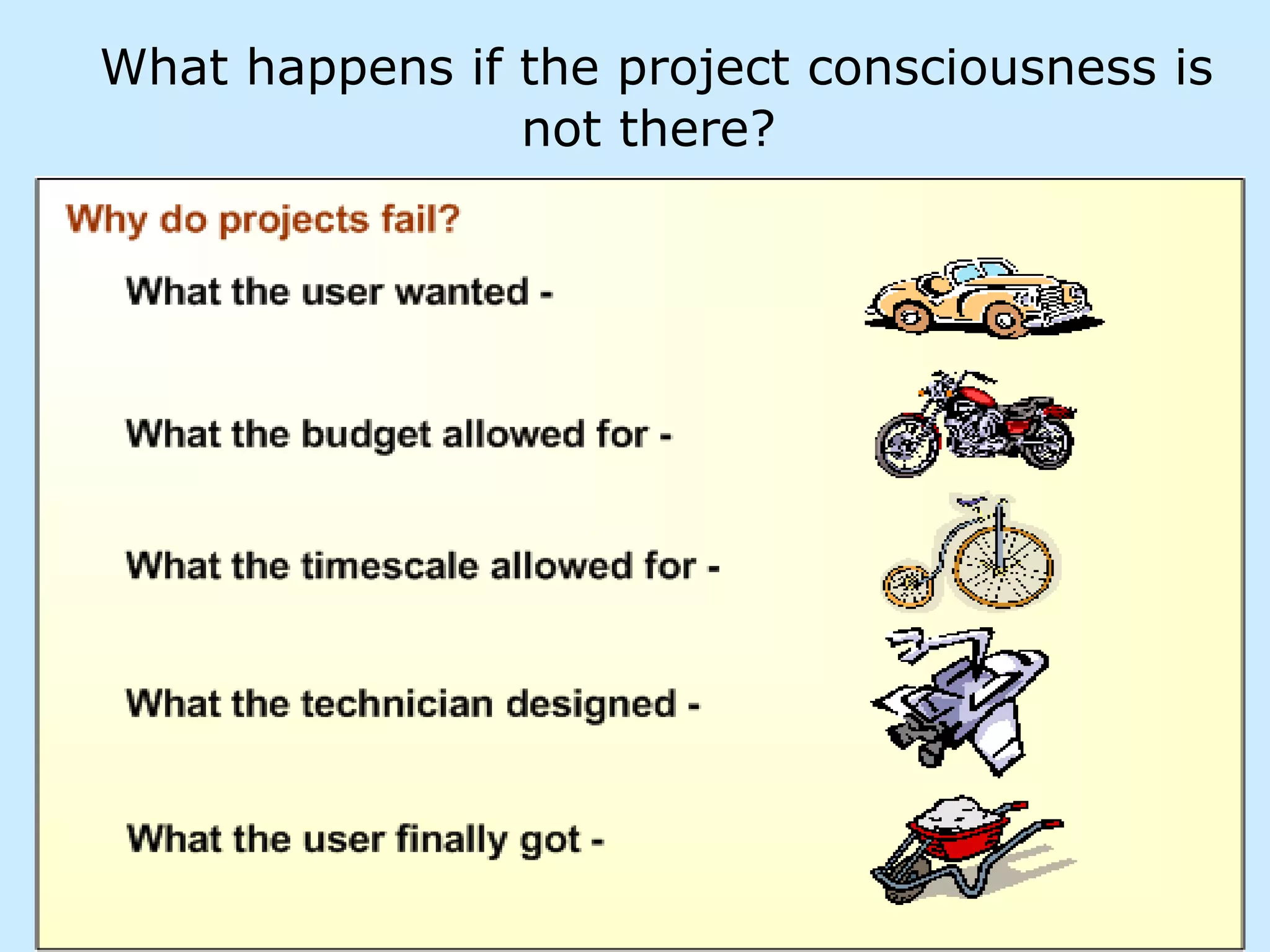 What happens if the project consciousness is not there?   