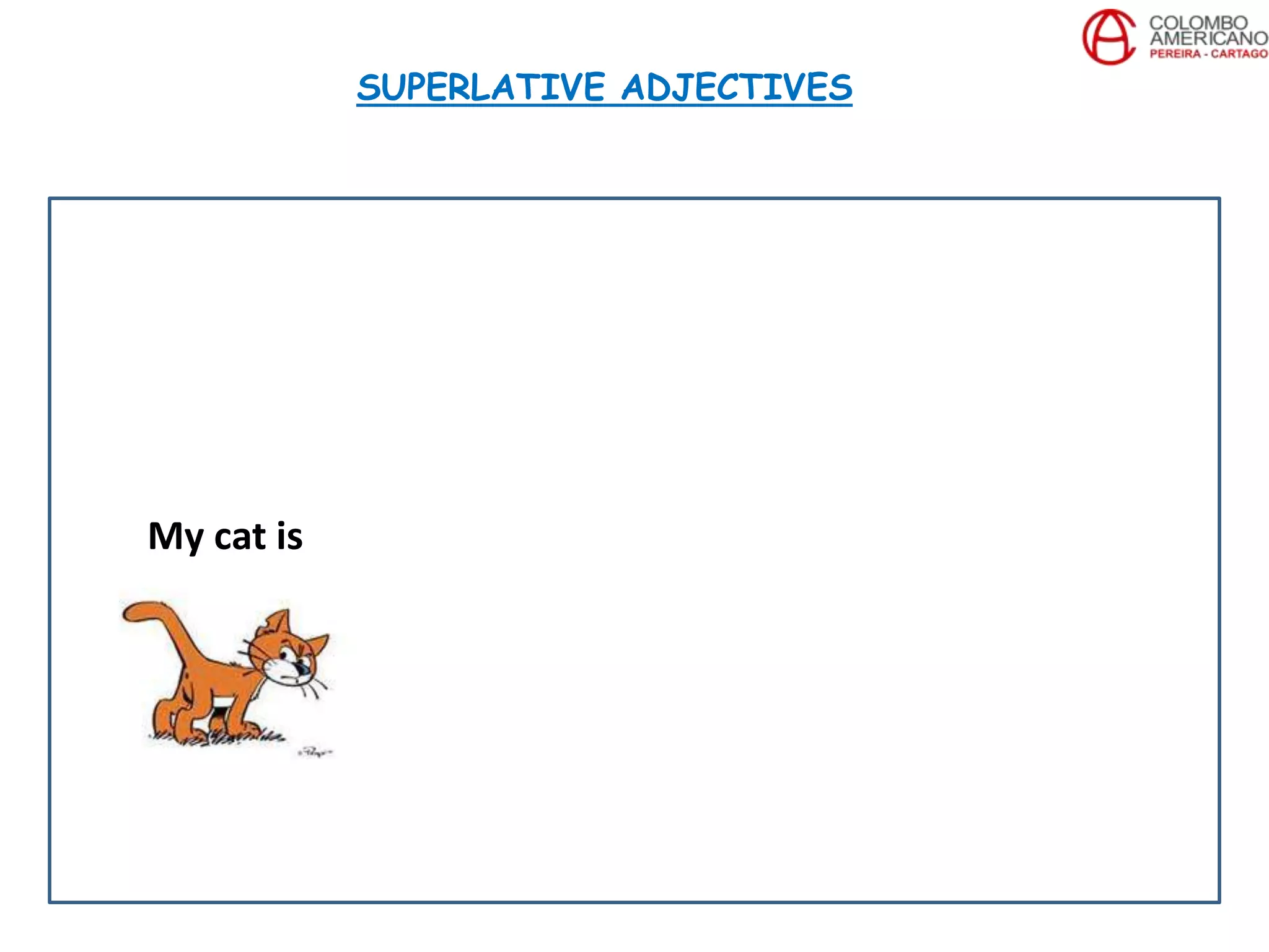 My cat is
SUPERLATIVE ADJECTIVES
 