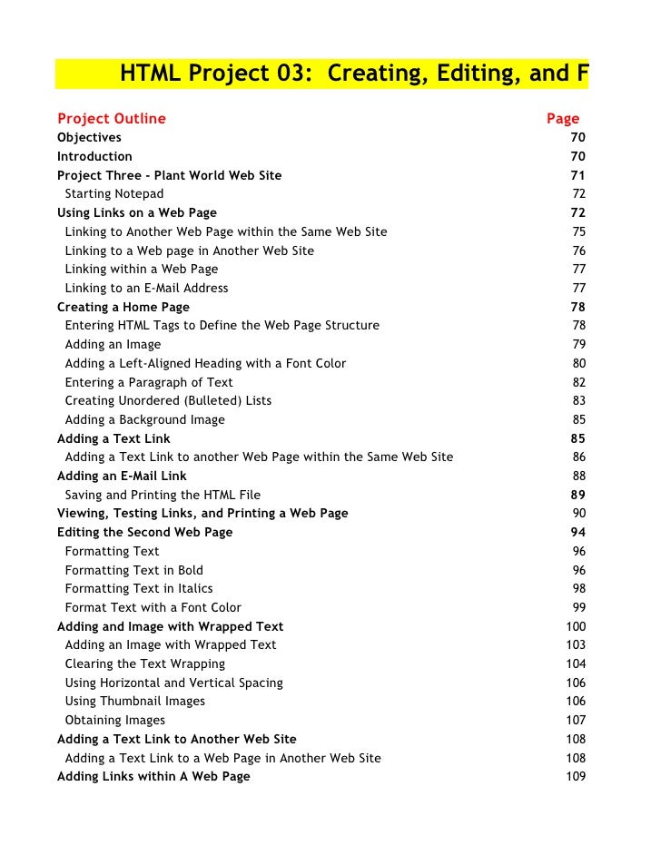 Project 03 Creating Web Pages with Links, Images, and Formatted Text