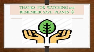 THANKS FOR WATCHING and
REMEMBER, SAVE PLANTS 
 