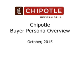 Chipotle
Buyer Persona Overview
October, 2015
 
