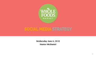 1
Wednesday June 6, 2018
Hunter McDaniel
SOCIAL MEDIA STRATEGY
 