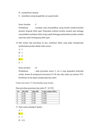 0.0497</li></ul>Kunci Jawaban: B<br />Pembahasan:<br />Menentukan konsentrasi HCl 37%<br />M=  ρ x 10 x %Mr<br />=  1.19 x...