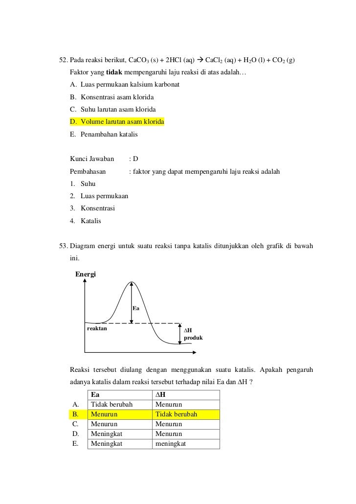 Contoh Soal Laju Reaksi