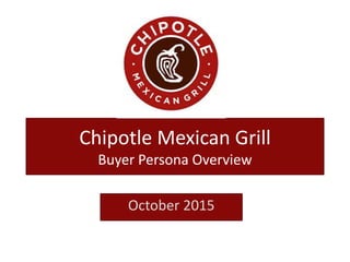 Chipotle Mexican Grill
Buyer Persona Overview
October 2015
 
