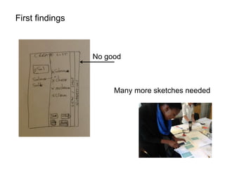 First findings
No good
Many more sketches needed
 