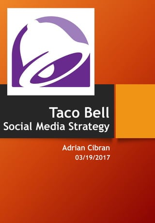 Taco Bell
Social Media Strategy
Adrian Cibran
03/19/2017
 