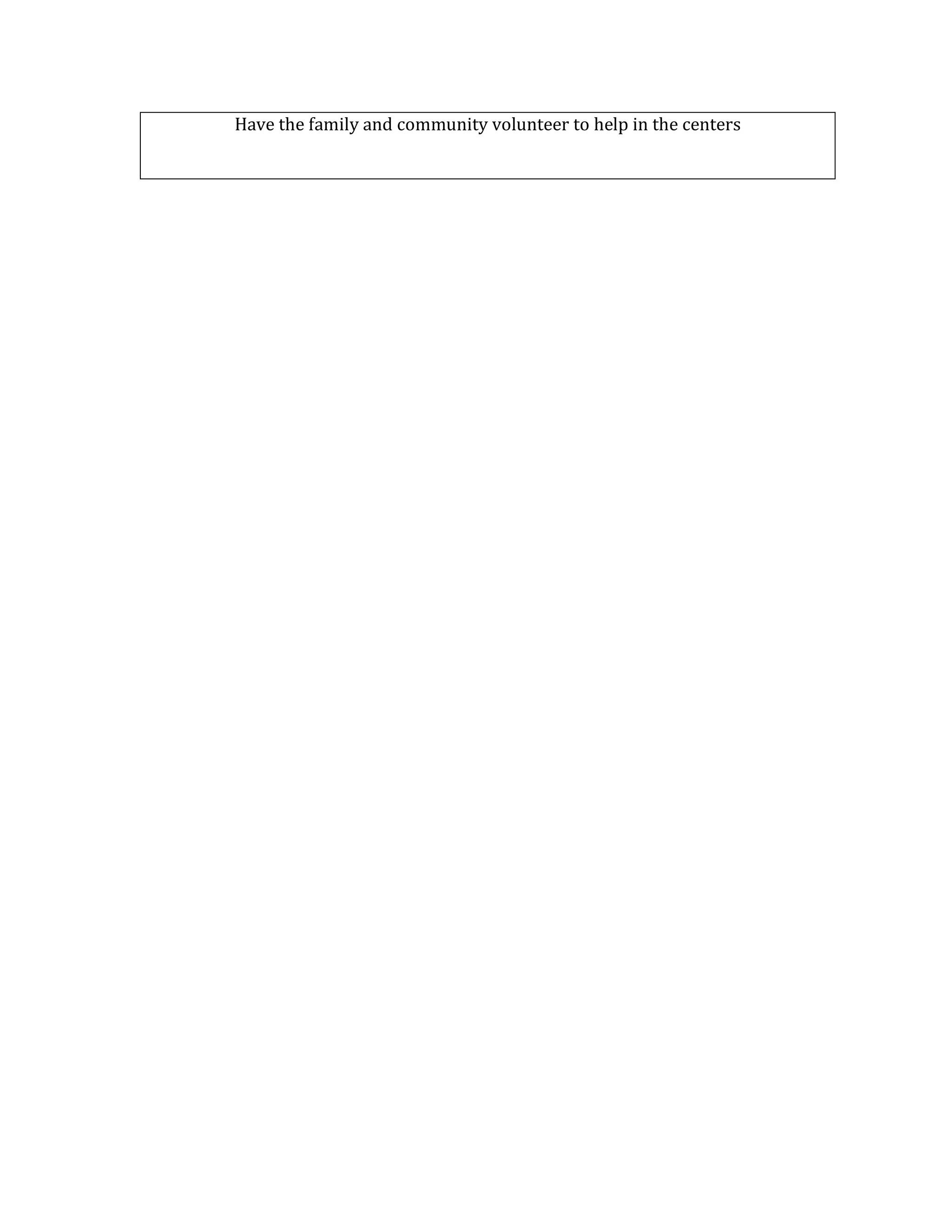 Have the family and community volunteer to help in the centers
 