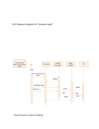 2.6.9 Sequence diagram for “Generate report”
Fig2.6.9 Sequence diagram modeling
 