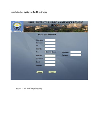 User Interface prototype for Registration
Fig 2.9.2 User interface prototyping
 
