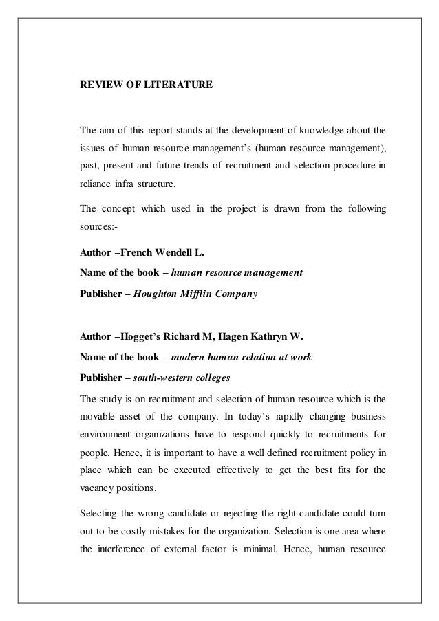 literature critique for effectiveness in recruitment and also options process literature critique of effectiveness from recruitment as well as collection process