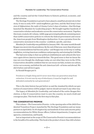 Project 2025 - Mandate for Leadership: The Conservative Promise | PDF