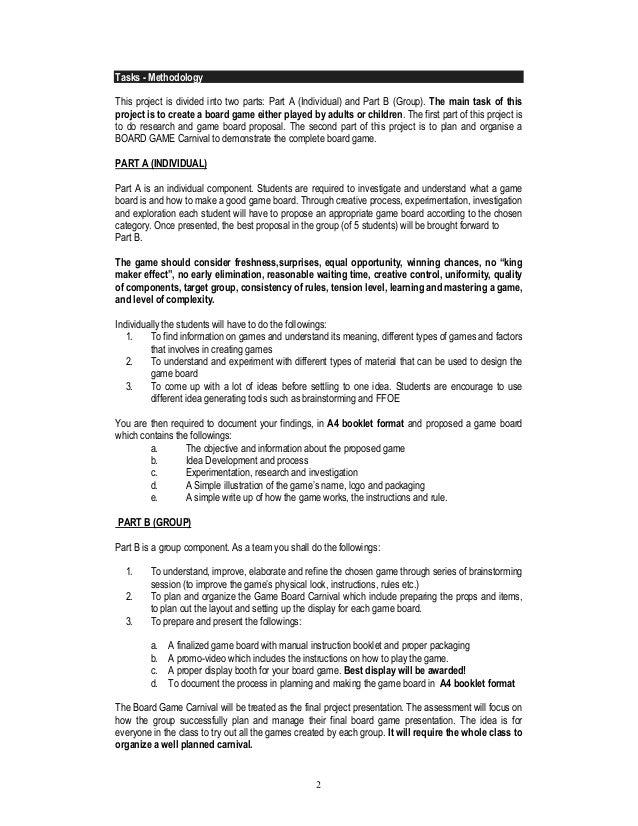 Project 2 Board Game Brief Project 2 Board Game Brief