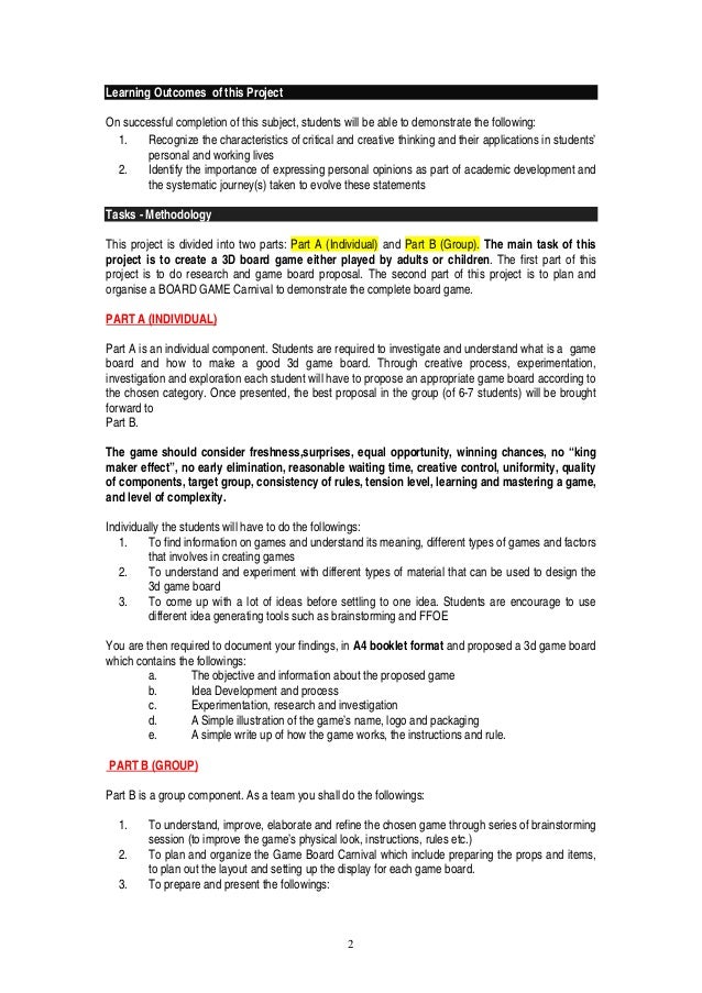Project 2 Board Game Brief March 2015 Project 2 Board Game Brief March 2015