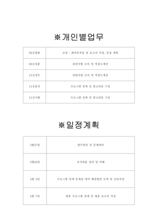 ?????
09???     ?? : ????? ? ??? ??, ?? ??



09???         ???? ?? ? ?????



11???         ???? ?? ? ?????



11???        ???? ?? ? ???? ??



11???        ???? ?? ? ???? ??




        ????

3?27?            ???? ? ????




3?29?           ???? ?? ? ??




4? 3?   ???? ?? ??? ?? ???? ?? ? ????




4? 7?      ?? ???? ?? ? ?? ??? ??
 