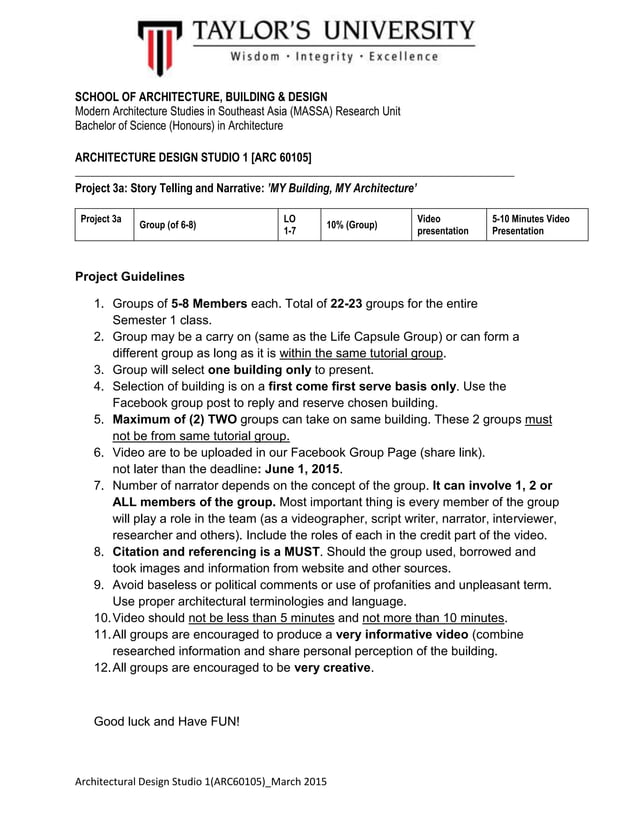 Project 3a project guidelines | PDF