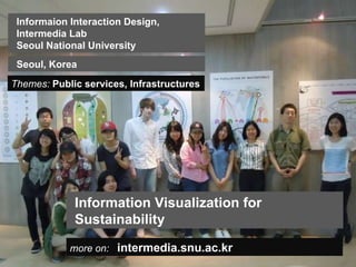 more on:   intermedia.snu.ac.kr Information Visualization for Sustainability Informaion Interaction Design, Intermedia Lab Seoul National University  Themes:  Public services, Infrastructures Seoul, Korea 