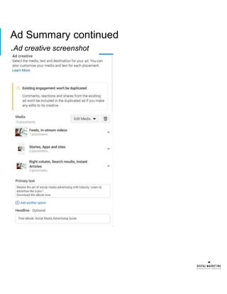 Ad Summary continued
.Ad creative screenshot
 