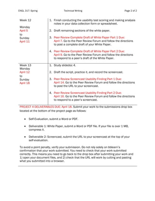 Project4 schedule engl317_spring