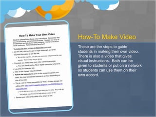 Assessment ProceduresSkills PracticeLook for:Can they do it?Can they do it as you taught it?Students will have homework and will work in a group.  It’s important for them to complete (even partially) the HW.  Could be graded.Now they work together to create a graph that represents the commercials found during their TV watching.Use rubric to grade a completed graph.  If it’s complete and well done, then the spreadsheet was used correctly.		