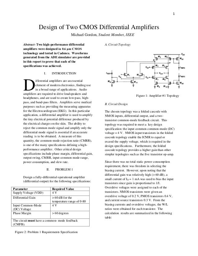 Design of Two CMOS Differential Amplifiers