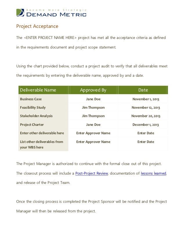 project acceptance form template project acceptance document project acceptance form template project acceptance document