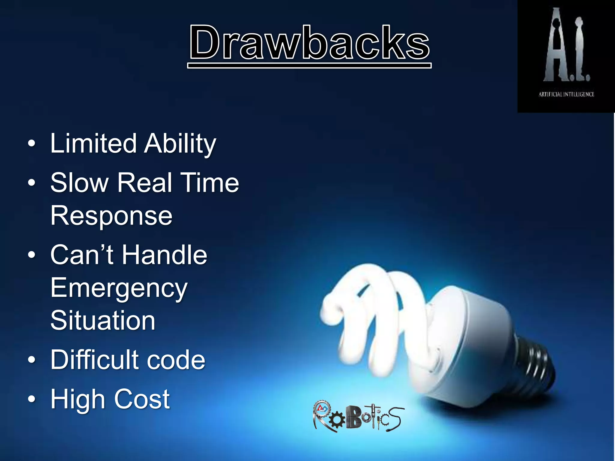 • Limited Ability
• Slow Real Time
Response
• Can’t Handle
Emergency
Situation
• Difficult code
• High Cost
 