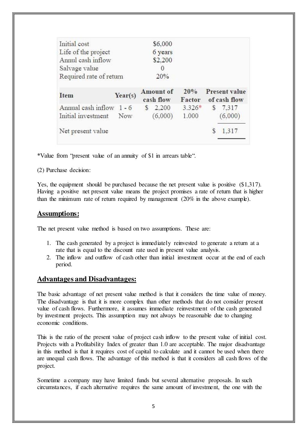 Project Analysis and Methods of project evaluation