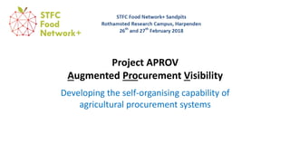 Project APROV
Augmented Procurement Visibility
Developing the self-organising capability of
agricultural procurement systems
 