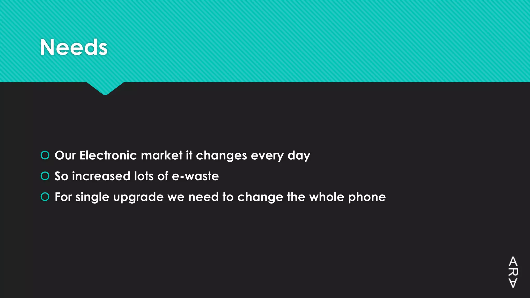 Needs
 Our Electronic market it changes every day
 So increased lots of e-waste
 For single upgrade we need to change the whole phone
 