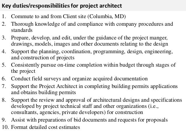 architects resume job description