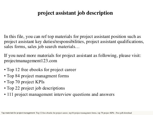project assistant project management assistant job description