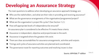 Developing an Assurance Strategy
Slide 8
Source: APM Bok 7th
edition
 