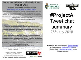 Compiled by: Leigh Kendall @leighakendall
Rosie Redstone @rosieredstone and
Camilla Lindo @camilla56026807 of the
Horizons team.
#ProjectA
Tweet chat
summary
26th July 2018
 