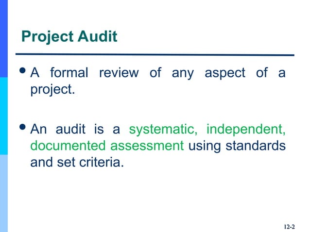 PROJECT AUDIT- METHODS OF EVALUATION AND ASSESSMENT. | PPT