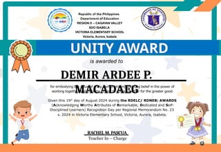 project AWARDS monthly for Department of Education.pptx